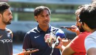 India's chairman of the selectors MSK Prasad (C) speaks to the media after a training session in Melbourne on December 25, 2018, ahead of the third cricket Test match between Australia and India. AFP / William West 
