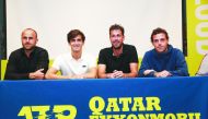 Robin Haase of the Netherlands, Pierre-Hugues Herbert of France, Marius Copil of Romania and Marco Cecchinato of Italy during the draw ceremony in Doha