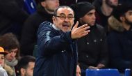 Chelsea's Italian head coach Maurizio Sarri gestures on the touchline during the English Premier League football match between Chelsea and Southampton at Stamford Bridge in London on January 2, 2019.   AFP / Ben STANSALL