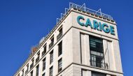 The logo of Italian bank Carige Italia is pictured at a bank's branch in downtown Rome on January 2, 2019.  AFP / Alberto PIZZOLI