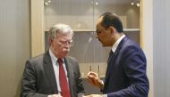 Turkish Presidential Spokesman Ibrahim Kalin (R) speaks with U.S. National Security Adviser John Bolton (L) after their meeting at the Presidential Complex in Ankara, Turkey on January 08, 2019. Halil Sa??rkaya - Anadolu