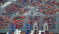 FILE PHOTO: A container ship is loaded at a terminal in the harbour of Hamburg, Germany September 23, 2012. REUTERS/Fabian Bimmer