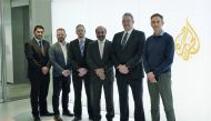 The officials of Al Jazeera Media Network and Techlive International after the signing of the agreement.