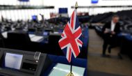 Britain's Union Jack national flag is pictured during a debate on Britain’s withdrawal from the EU during a plenary session at the European Parliament on January 16, 2018 in Strasbourg, eastern France. / AFP / FREDERICK FLORIN