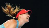 Russia’s Maria Sharapova in action during her second-round match against Sweden’s Rebecca Peterson during the Australian Open, yesterday.