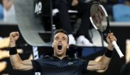 Spain’s Roberto Bautista Agut celebrates after winning the match against Croatia’s Marin Cilic. REUTERS/Aly Song