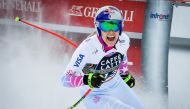 Lindsey Vonn of the U.S. celebrates after winning the FIS World Cup Women's Downhill final race. Anders Wiklund
