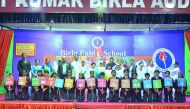 A P Sharma, Principal of Birla Public School; Shirly Rappai, Senior Vice-Principal, and other faculty members and students participating in a new project ‘Think Globally Work Locally’.