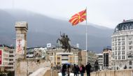 A general view shows Skopje's main square, Macedonia, on February 6, 2019.  AFP / Robert ATANASOVSKI