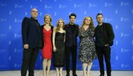 Producer Celine Rattray (L-2), Jaime Ray Newman (L-3), Jamie Bell (L), Guy Nattiv (R-3) and Danielle Macdonald (R-2) attend the press conference of the movie 