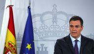 Prime Minister Pedro Sanchez delivers a statement on the political crisis in Venezuela at the Moncloa Palace in Madrid, Spain, February 4, 2019. Reuters/Sergio Perez