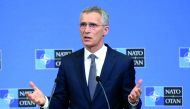 NATO Secretary General Jens Stoltenberg holds a press conference ahead of a Defense Ministers meeting, in Brussels, Belgium on February 12, 2019. (Dursun Aydemir/Anadolu Agency) 

