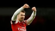 File photo of Arsenal's Aaron Ramsey celebrates after the match, January 1, 2019. Action Images via Reuters/John Sibley