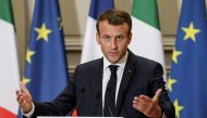 File photo of French President Emmanuel Macron attends a joint news conferenece with Italian Prime Minister Giuseppe Conte (not pictured) at the Elysee Palace in Paris, France, June 15, 2018. Ludovic Marin/Pool via Reuters//File Photo