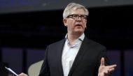 Ericsson CEO Borje Ekholm delivers his speech at Mobile World Congress in Barcelona, February 27, 2017. Reuters/Eric Gaillard