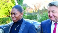 South African 800 meters Olympic champion Caster Semenya (L) and her lawyer Gregory Nott (R) arrive for a landmark hearing at the Court of Arbitration (CAS) in Lausanne on February 18, 2019.  AFP / Harold Cunningham

 