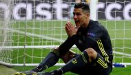 Juventus' Cristiano Ronaldo looks dejected. Reuters/Juan Medina