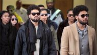 People believed to be family members of Empire actor Jussie Smollett leave the Cook County courthouse following the actor's bond hearing on February 21, 2019 in Chicago. Scott Olson/Getty Images/AFP