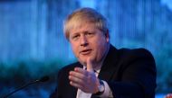 In this file photo taken on January 18, 2017 Boris Johnson, then the British foreign secretary, speaks at the Raisina Dialogue conference in New Delhi. Britain's Brexit champion Boris Johnson on March 2, 2019 hit out at mounting calls for a second referen