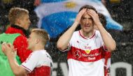 VFB Stuttgart's Christian Gentner looks dejected at the end of the match REUTERS/Wolfgang Rattay 
