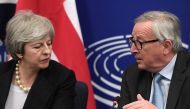 European Commission President Jean-Claude Juncker (R) and British Prime Minister Theresa May give a press conference following their meeting in Strasbourg, on March 11, 2019. AFP / Frederick FLORIN