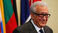 FILE PHOTO: UN-Arab League Envoy to Syria Lakhdar Brahimi speaks to the media after Security Council consultations at the United Nations headquarters in New York May 13, 2014. REUTERS/Shannon Stapleton/File Photo