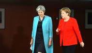German Chancellor Angela Merkel meets with British Prime Minister Theresa May for talks on July 5, 2018, in Berlin. AFP/Omer Messinger