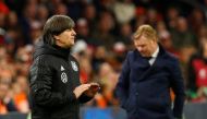 Germany coach Joachim Loew and Netherlands coach Ronald Koeman during the match REUTERS/Francois Lenoir
