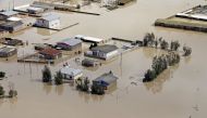 FILE PHOTO: An aerial view of flooding in Golestan province, Iran, March 22, 2019.