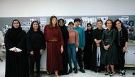 Former Chairman of the British Fashion Council, Dame Natalie Massenet (third left) during her visit to VCUarts Qatar.