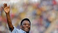 Legendary Brazilian soccer player Pele waves to the spectators before the start of under-17 boys' final soccer match of Subroto Cup tournament at Ambedkar stadium in New Delhi, India, October 16, 2015. Reuters/Anindito Mukherjee