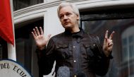 FILE PHOTO: WikiLeaks founder Julian Assange is seen on the balcony of the Ecuadorian Embassy in London, Britain, May 19, 2017. REUTERS/Peter Nicholls/File Photo
 