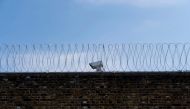 CCTV cameras are seen at Wandsworth prison in southwest London where WikiLeaks founder Julian Assange is believed to be held according to media reports on April 12, 2019.  AFP / Niklas Halle'n 