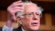 Bernie Sanders speaks after the Senate voted to withdraw support for Saudi Arabia war in Yemen in the Senate TV studio at in Washington on December 13, 2018. AFP/Mandel Ngan