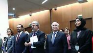 Prime Minister of Lebanon Saad Hariri (second left), and other participants.