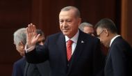 President of Turkey Recep Tayyip Erdogan greets MP's during a special session at Grand National Assembly of Turkey (TBMM) within National Sovereignty and Children’s Day in Ankara, Turkey on April 23, 2019. Evrim Ayd?n - Anadolu