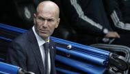 Head coach Zinedine Zidane of Real Madrid is seen during La Liga match between Real Madrid and Athletic Bilbao at Santiago Bernabeu Stadium in Madrid, Spain on April 21, 2019. ( Burak Akbulut - Anadolu
