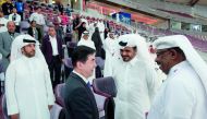 Qatar Olympic Committee (QOC) President, H E Sheikh Joaan bin Hamad Al Thani, Asian Athletics Association President, Gen. Dahlan Al Hamad and Dr. Thani bin Abdulrahman Al Kuwari, President of Qatar Athletics Association and second Vice-President of QOC at