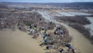 A view from a Canadian Forces helicopter shows the flooded region of Rigaud, Quebec, Canada April 21, 2019. REUTERS/Christinne Muschi