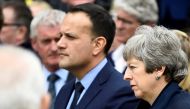 File photo of British Prime Minister Theresa May and Irish Prime Minister (Taoiseach) Leo Varadkar attend the funeral of journalist Lyra McKee at St. Anne's Cathedral in Belfast, Northern Ireland, April 24, 2019. REUTERS/Clodagh Kilcoyne/File Photo