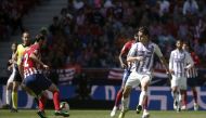 Enes Unal (R) of Valladolid in action against Diego Godin (L) of Atletico Madrid during the La Liga soccer match between Atletico Madrid and Valladolid at the Wanda Metropolitano Stadium in Madrid, Spain on April 27, 2019. Burak Akbulut - Anadolu