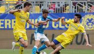 Napoli's Dries Mertens in action with Frosinone's Luca Paganini REUTERS/Ciro De Luca