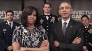 A still from a video provided by Kensington Palace, April 29, 2016 showing Barack Obama and Michelle Obama taking part in a video promoting the upcoming Invictus Games in Orlando, Florida. (EPA) 