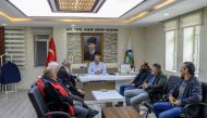 Mayor of eastern Turkish city of Tunceli, formerly known as Dersim, Fatih Mehmet Macoglu from the Communist Party of Turkey (TKP) meet his guests in the municipality building on April 18, 2019, in Tunceli.  AFP / Bulent Kilic
 