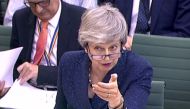 A video grab from footage broadcast by the UK Parliament's Parliamentary Recording Unit (PRU) shows Britain's Prime Minister Theresa May speaking on Brexit at a Parliamentary Liaison Committee hearing on May 1, 2019 at the House of Commons in London. (AFP