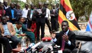 FILE PHOTO: Ugandan musician turned politician, Robert Kyagulanyi also known as Bobi Wine addresses a news conference at his home in Kampala, Uganda September 24, 2018. REUTERS/Newton Nambwaya