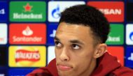Liverpool's English defender Trent Alexander-Arnold attends a press conference at Anfield stadium in Liverpool, north west England on on May 6, 2019, on the eve of their UEFA Champions League semi-final second leg football match against Barcelona. / AFP /