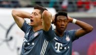 Bayern Munich's Robert Lewandowski and David Alaba react REUTERS/Kai Pfaffenbach