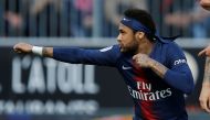 Paris St Germain's Neymar celebrates scoring their first goal REUTERS/Stephane Mahe