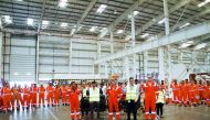 The officials, including Senior Manager RMO Project at Dolphin Energy, Fabrice Dalban, Logistics Manager at Total, Rajeswar Govindan, GWC Chief Operating Officer, Naji Nassar, Senior Director of Commercial Services at GWC, and other senior executives and 